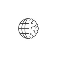 monde du cerveau, monde intelligent. modèle d'icône de logo vectoriel