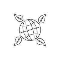 environnement, planète du monde écologique, globe terrestre avec feuille. modèle d'icône de logo de contour vectoriel