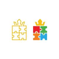 couronne de roi de puzzle. modèle d'icône de logo vectoriel