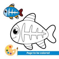 livre de coloriage pour les enfants, vecteur de poisson aux rayons x