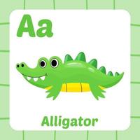 flashcard pour les enfants, vecteur d'alligator