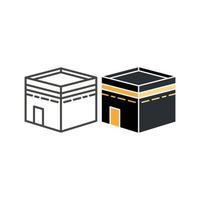 kabah, saint kaaba à la mecque arabie saoudite. illustration d'icône de contour de vecteur