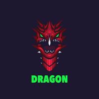 logo de mascotte de dragon rouge pour les jeux esport ou les emblèmes vecteur
