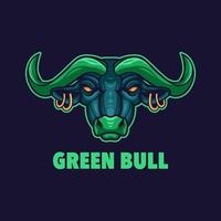 logo de mascotte de taureau vert pour les jeux d'esport ou les emblèmes vecteur