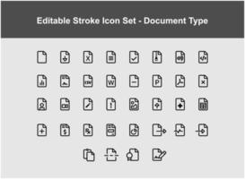 ensemble d'icônes fines sur les types de documents vecteur