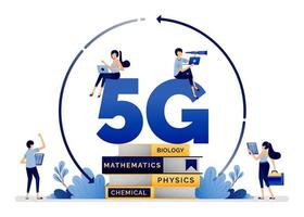 conception d'illustration de l'internet 5g mis en œuvre pour une école, une éducation et un apprentissage plus faciles et plus efficaces. le vecteur peut être utilisé pour la page de destination, le web, le site web, l'affiche, les applications mobiles, les publicités, le dépliant, la carte