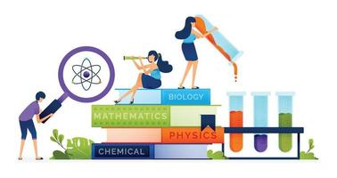 illustration de l'éducation de l'apprentissage des connaissances axée sur la pratique et les preuves scientifiques des résultats de l'enseignement dans les écoles. page de destination, web, site web, bannière, publicités, carte, applications, brochure, dépliant vecteur