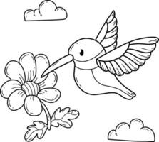 alphabet de livre de coloriage d'animaux. isolé sur fond blanc. colibri de dessin animé de vecteur. vecteur