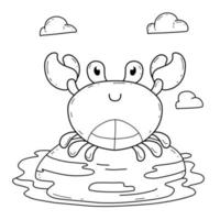 alphabet de livre de coloriage d'animaux. isolé sur fond blanc. crabe de dessin animé de vecteur. vecteur