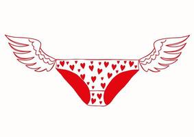 culotte de femme dans les coeurs avec wings.cute illustration vectorielle drôle. vecteur