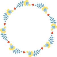 cadre rond avec fleurs et coeurs. illustration vectorielle. cadre rond pour la décoration, le design, l'impression, les serviettes vecteur