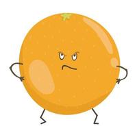 personnage de dessin animé de fruits orange mal en colère. mignon, drôle, dessin animé, orange, caractère vecteur