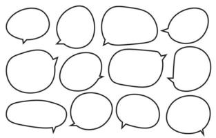 définir des bulles de contour sur fond blanc. boîte de chat ou chat vecteur message carré ou nuage d'icône de communication parlant pour les bandes dessinées et la boîte de dialogue de message minimal