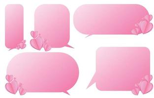ensemble de bulles décoratives roses avec coeurs, parler et parler communication et conversation isolées sur illustration vectorielle blanche, concept de la Saint-Valentin vecteur
