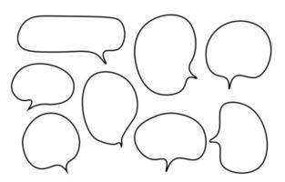 ensemble de bulles de parole vides, contour noir sur fond blanc, vecteur de parole ou bulle de conversation
