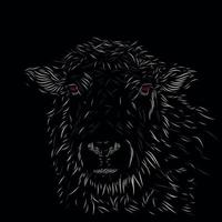 chèvre mouton ligne pop art potrait logo design coloré avec fond sombre. fond noir isolé pour t-shirt, affiche, vêtements