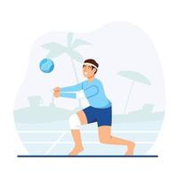 concept de dessin animé de joueur de beach volley homme vecteur