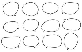 définir des bulles de contour sur fond blanc. boîte de chat ou vecteur de chat doodle message ou icône de communication nuage parlant pour la boîte de dialogue de message de bande dessinée et de bande dessinée