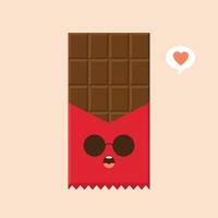 icône de personnage de barre de chocolat mignon et kawaii. illustration plate de l'icône de vecteur de barre de chocolat pour la conception web. émoticône chocolat ou emoji