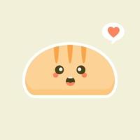 tranches de pain de dessin animé mignon avec des visages kawaii. vous pouvez utiliser cet emoji pour, menu au restaurant ou au café, boulangerie, pâtisserie, boutique, restaurant, vecteur