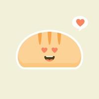 tranches de pain de dessin animé mignon avec des visages kawaii. vous pouvez utiliser cet emoji pour, menu au restaurant ou au café, boulangerie, pâtisserie, boutique, restaurant, vecteur