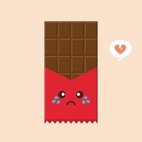 icône de personnage de barre de chocolat mignon et kawaii. illustration plate de l'icône de vecteur de barre de chocolat pour la conception web. émoticône chocolat ou emoji