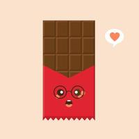 icône de personnage de barre de chocolat mignon et kawaii. illustration plate de l'icône de vecteur de barre de chocolat pour la conception web. émoticône chocolat ou emoji