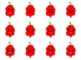 carolina reaper le personnage de dessin animé de piment le plus chaud avec un visage effrayant. peut être utilisé pour la mascotte, parfait pour le logo, le web, l'illustration imprimée, la cuisine, le restaurant, la cuisine. conception plate de la moissonneuse de caroline vecteur