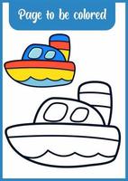 livre de coloriage pour bateau à moteur pour enfants vecteur