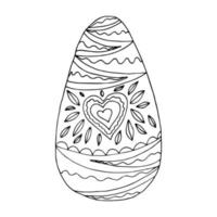 coloriage oeuf de pâques noir et blanc. image vectorielle de vacances. livres de coloriage pour enfants et adultes. publicité, bannière, en-tête, dessin au trait, antistress. vecteur