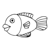 poisson tropical mignon - une image à colorier. poisson linéaire vectoriel - élément de conception animale. poissons d'aquarium - animal de compagnie. contour. dessin à main levée