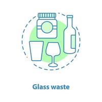 icône de concept de déchets de verre. illustration de la ligne mince de l'idée de tri des ordures. verrerie et emballages en verre. dessin de contour isolé de vecteur