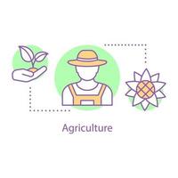 icône de concept agricole. agriculteur. illustration de la ligne mince de l'idée agricole. dessin de contour isolé de vecteur