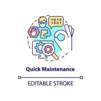 icône de concept de maintenance rapide. entretien facile pour l'application. web 3 0 idée abstraite illustration fine ligne. dessin de contour isolé. trait modifiable. arial, myriade de polices pro-gras utilisées vecteur