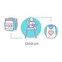 icône de concept de garde d'enfants. l'alimentation du bébé. illustration de fine ligne d'idée d'enfance. enfant qui se nourrit. dessin de contour isolé de vecteur