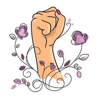 womans fist.concept de l'égalité, du pouvoir des filles et de la force des femmes. illustration vectorielle isolée sur fond blanc.