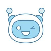 icône de couleur emoji robot clignotant. smiley chatbot heureux et drôle. émoticône de chat bot. entité conversationnelle artificielle. assistant virtuel. intelligence artificielle. illustration vectorielle isolée vecteur