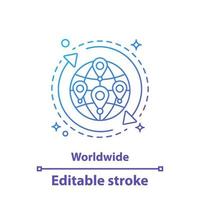 icône de concept mondial. illustration de la ligne mince de l'idée de la mondialisation. commerce international et livraison. dessin de contour isolé de vecteur. trait modifiable vecteur
