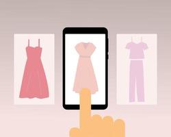 acheter des vêtements et des vêtements pour femmes en ligne via un vecteur d'appareil de téléphone mobile