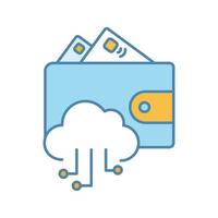 icône de couleur de portefeuille électronique. l'argent en ligne. e-paiement. portefeuille numérique et paiements sans numéraire. Cloud computing. illustration vectorielle isolée vecteur