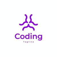 conception de logo de codage de programmation triple, modèle de conception de logo de codage. vecteur
