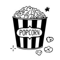 pop-corn illustration vectorielle ligne dessinée à la main dans un style doodle isolé sur fond blanc vecteur