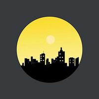 silhouette ville bâtiment skyline logo vecteur emblème illustration design