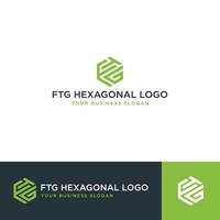 vecteur de conception de logo hexagonal ftg