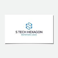 logo de rotation de la technologie initiale s avec concept hexagonal vecteur