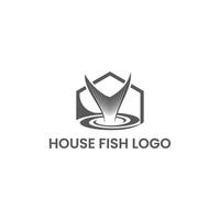 vecteur de conception de logo maison et poisson