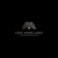 création de logo de maison de feuille de luxe vecteur