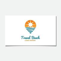 plage de voyage ou vecteur de conception de logo de plage de broche