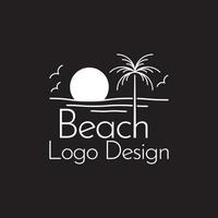 plage logo ligne art vecteur