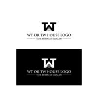 création de logo de toit wt ou tw vecteur
